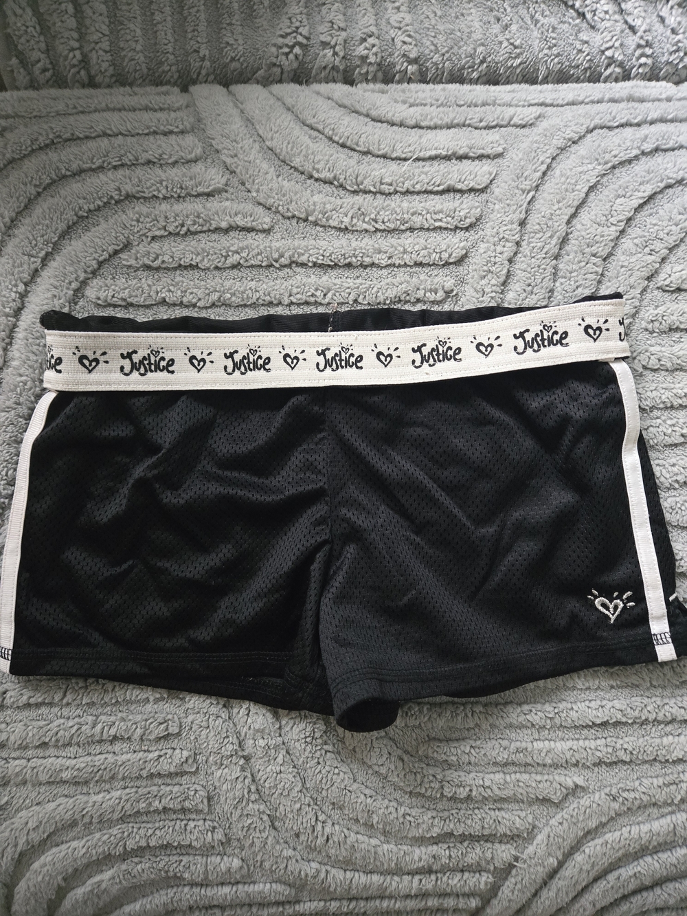 4 For $24 Justice GirlBlack Athletic Shorts with Fold Down Logo Band Size 8